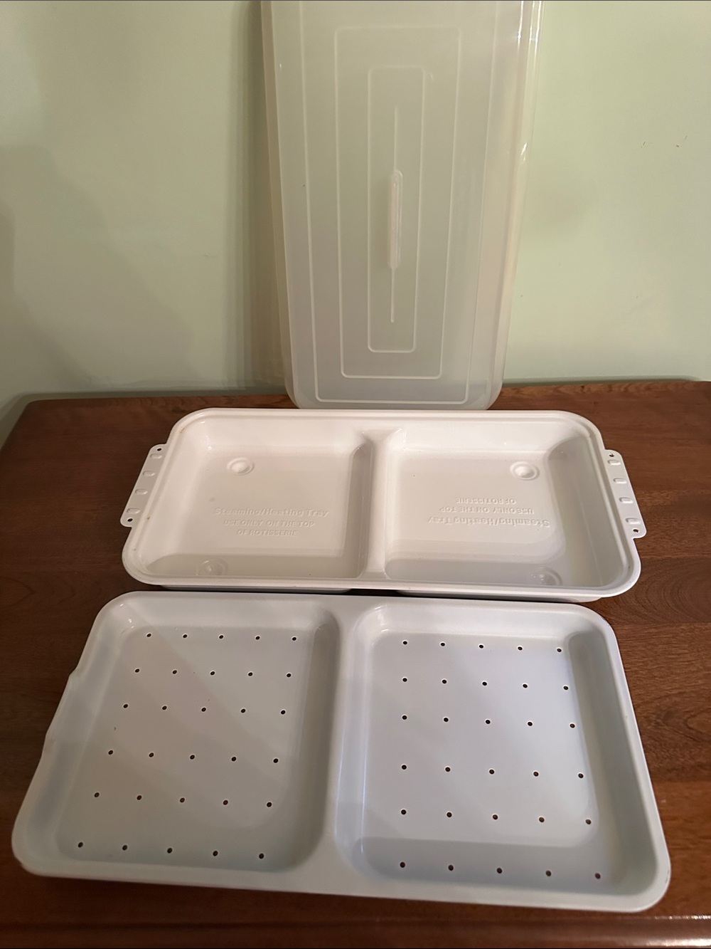 Ronco showtime rotisserie White Dual-Compartment Steamer Tray with Lid - Picture 2 of 4